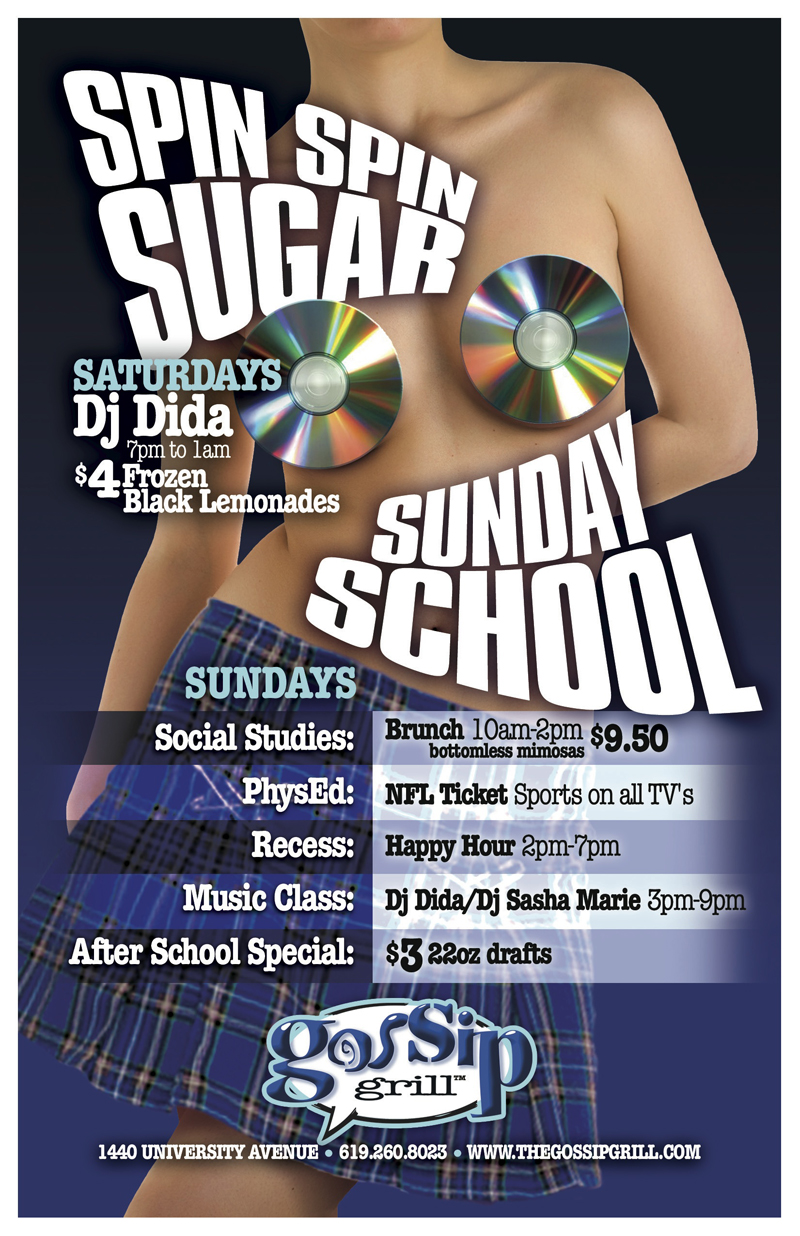 Saturday Spin Spin and Sunday School at Gossip Grill