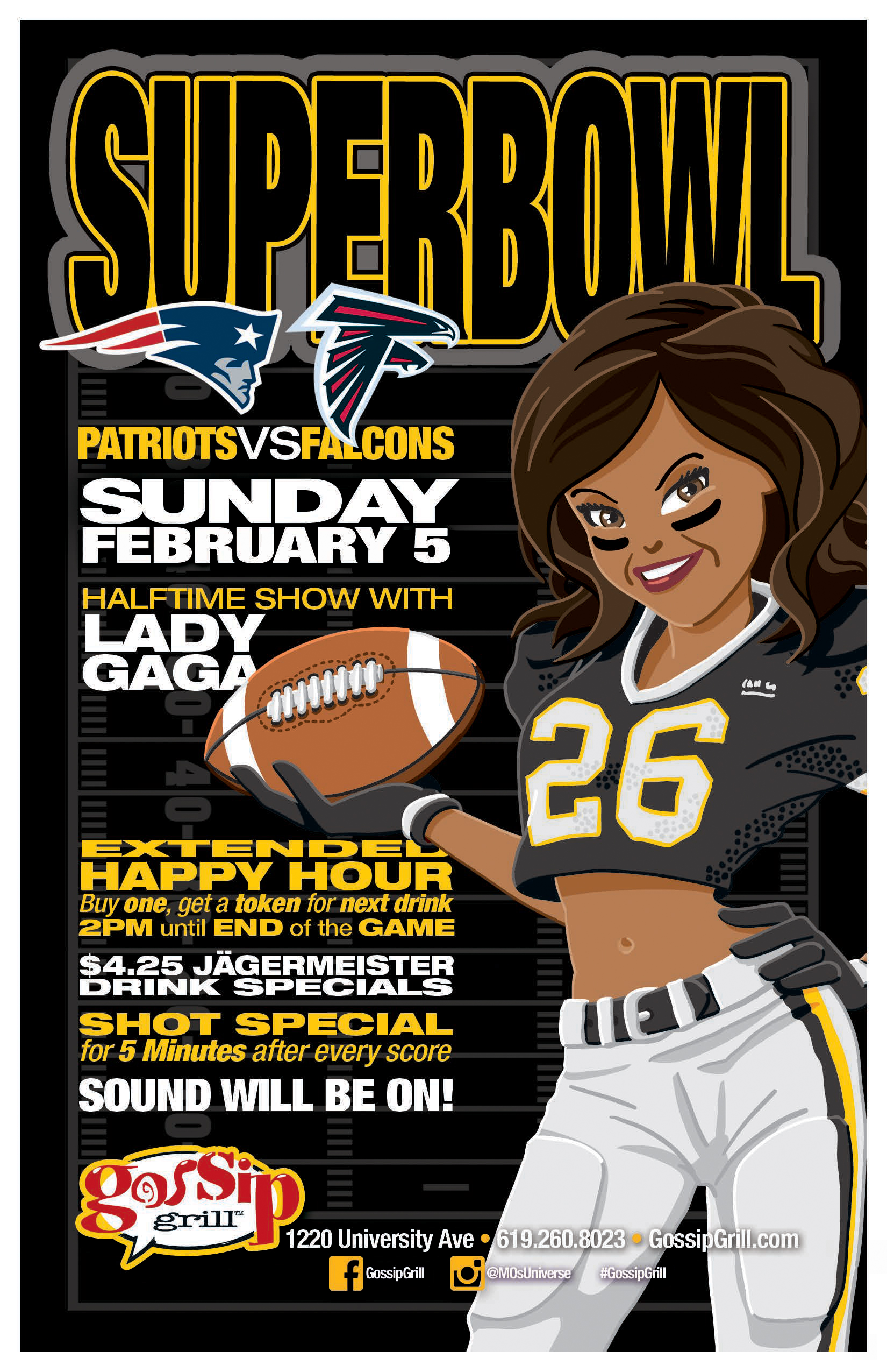 Super Bowl Viewing Party at Gossip Grill Hillcrest
