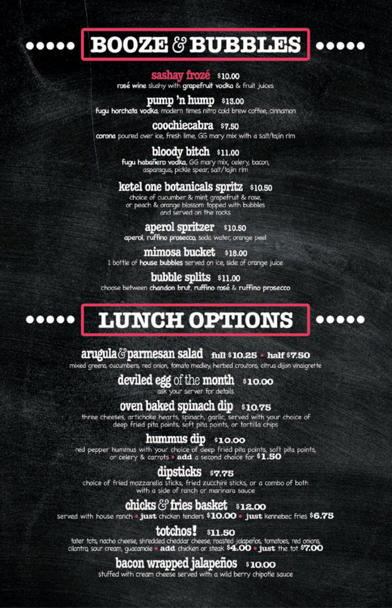 Cabaret Brunch Menu Gossip Grill